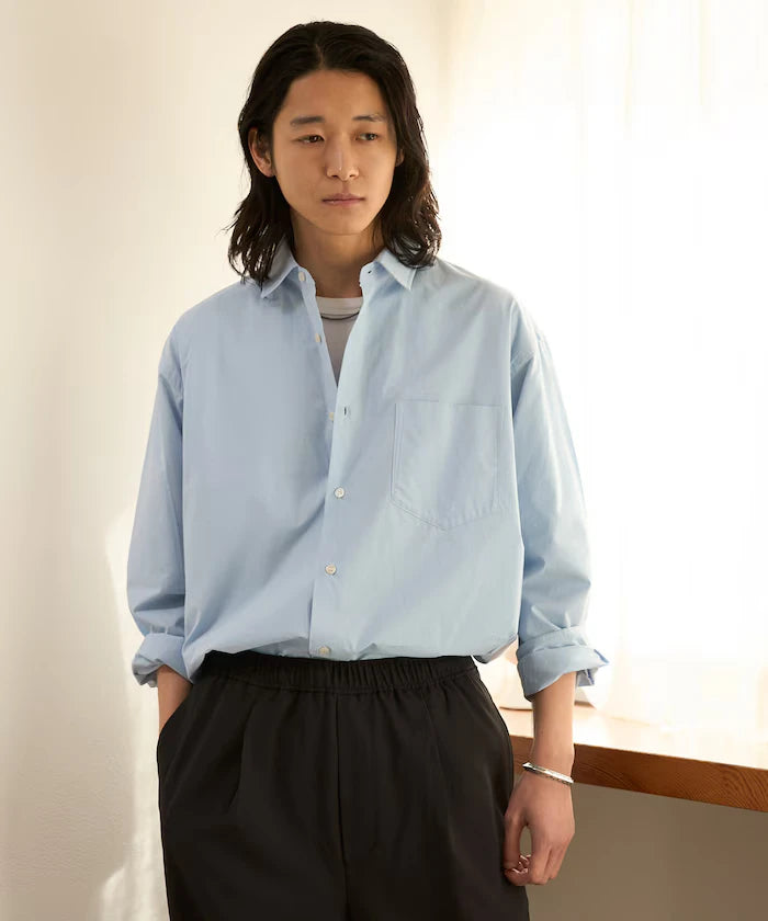 Nuance Color Oversized Regular Collar Long Sleeve Shirt
