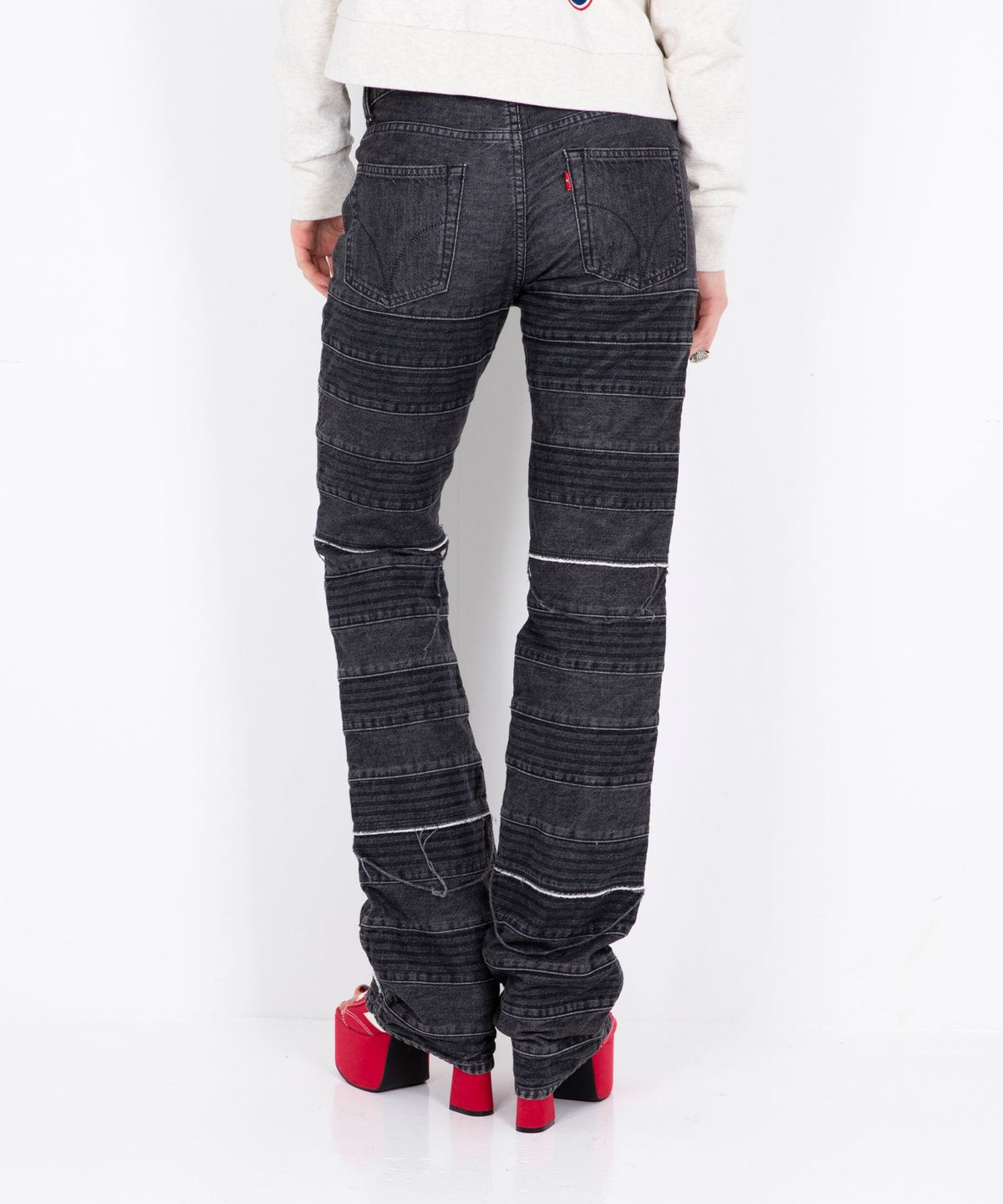 Scratch Flare Denim Pants