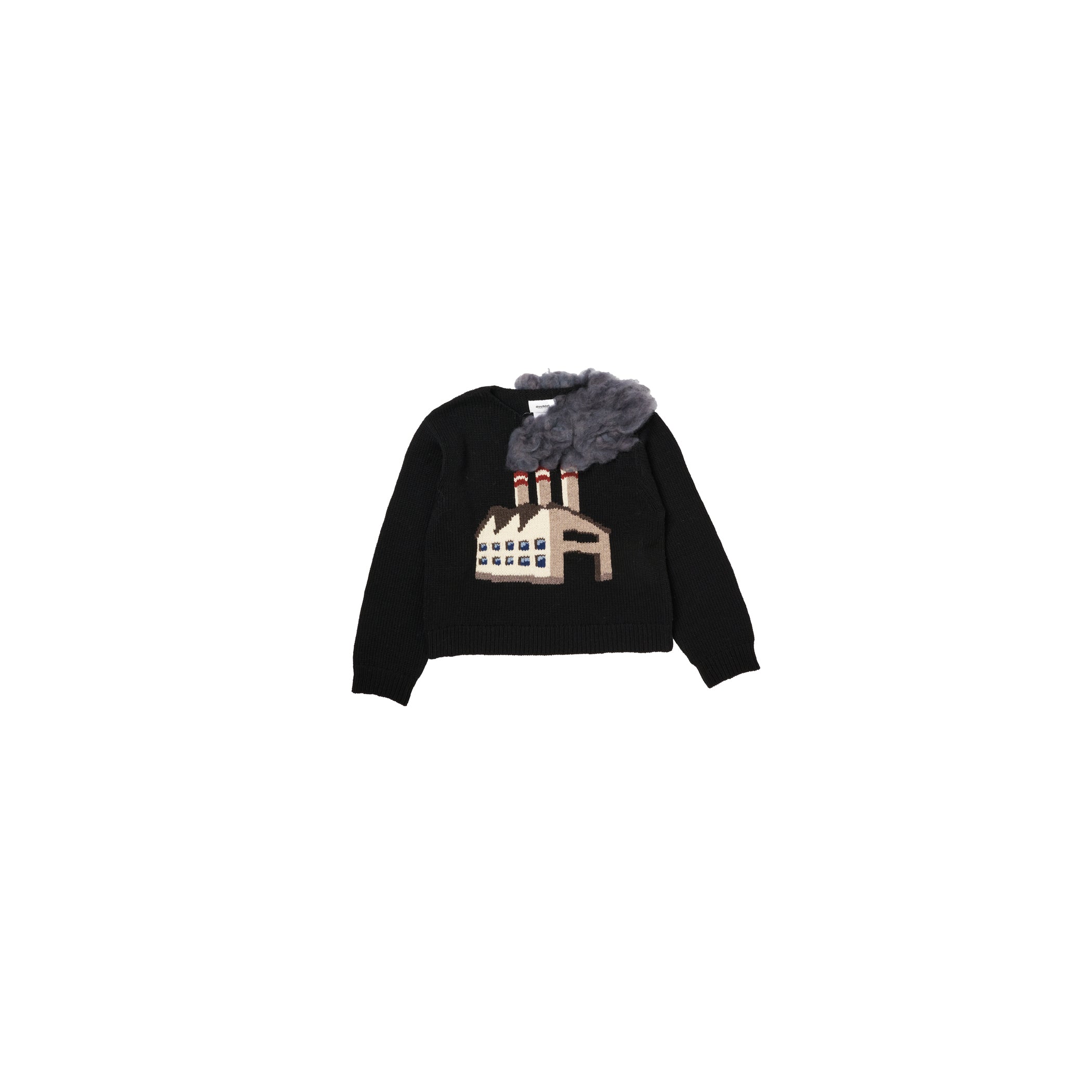 SMOKING FACTORY INTARSIA KNIT PULLOVER：BLACK