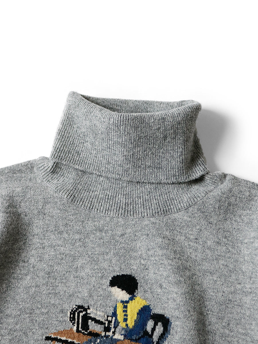 12G Wool High Neck Sweater (Lady Blue...)