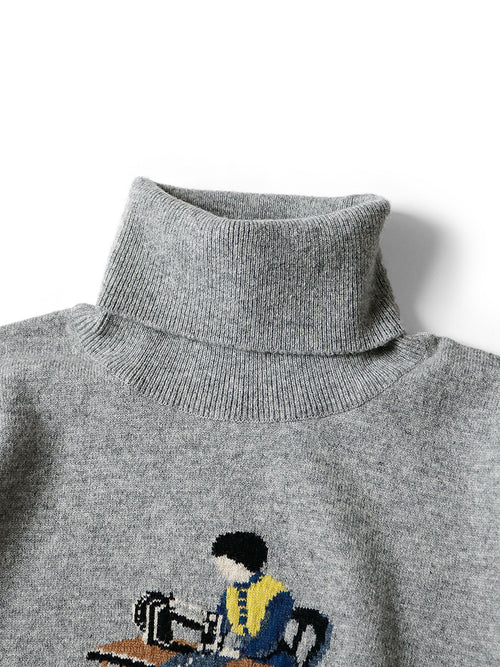 12G Wool High Neck Sweater (Lady Blue...)
