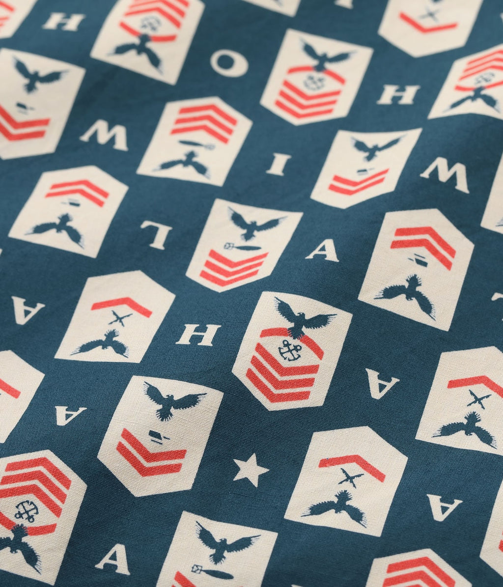 Cotton Broad Hawaiian Shirt 'Navy's Chevron'