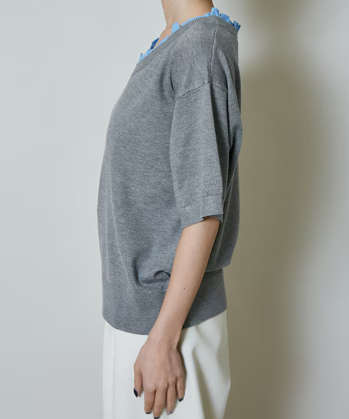 Shirt Frill V-Neck Half Sleeve Summer Knit Limited Edition