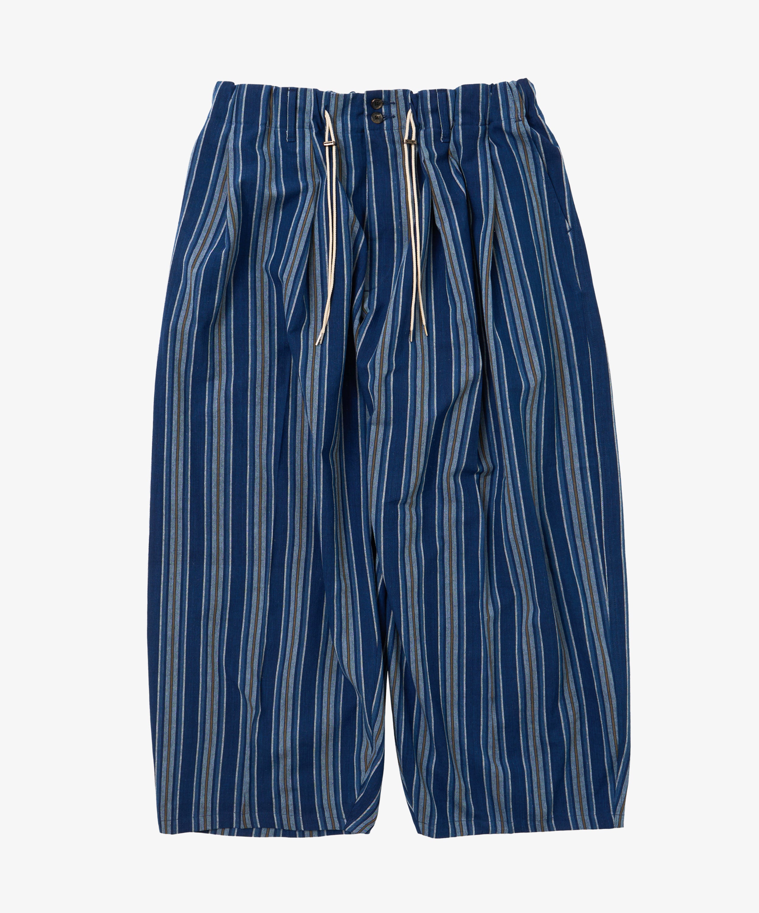 bingo kasuri circular pants yellow navy stripe