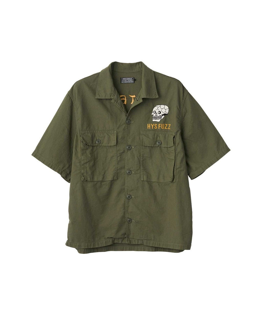 Snake & Skull Embroidery Utility Shirt