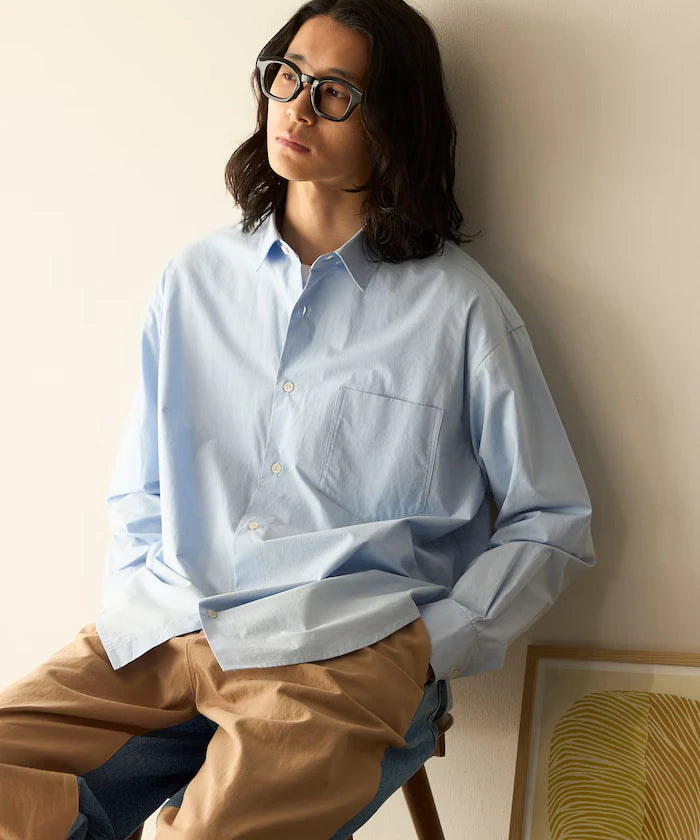 Nuance Color Oversized Regular Collar Long Sleeve Shirt