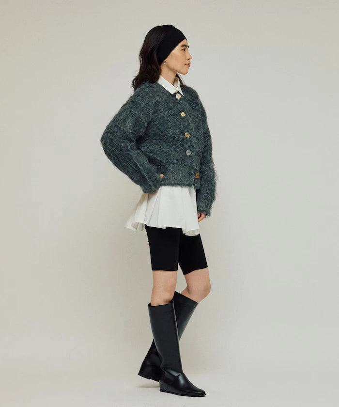 Variation Button Shaggy Knit Cardigan
