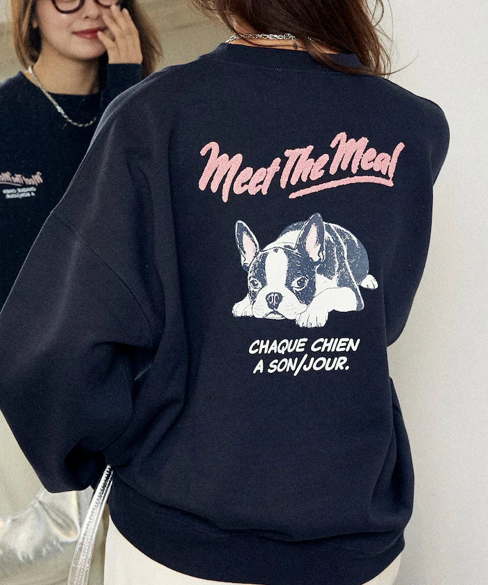 Sagara Embroidery French Bulldog Fleece-Lined Sweatshirt Limited Edition