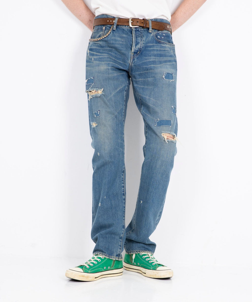 Square Window Remake Slim Straight Denim Pants