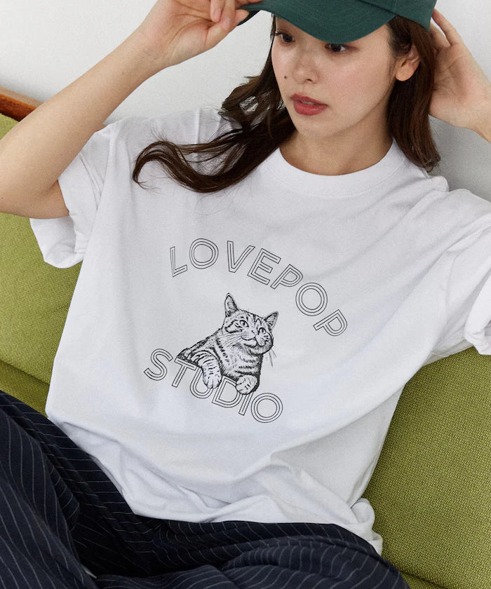 Functional Material Cat Print T-shirt Limited Edition