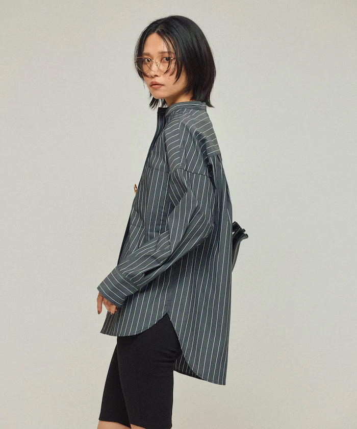 Oversized Long Sleeve Brooch Shirt