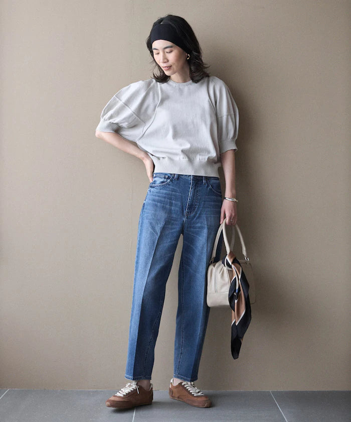 Japan Made Whole Garment Puff Sleeve Top
