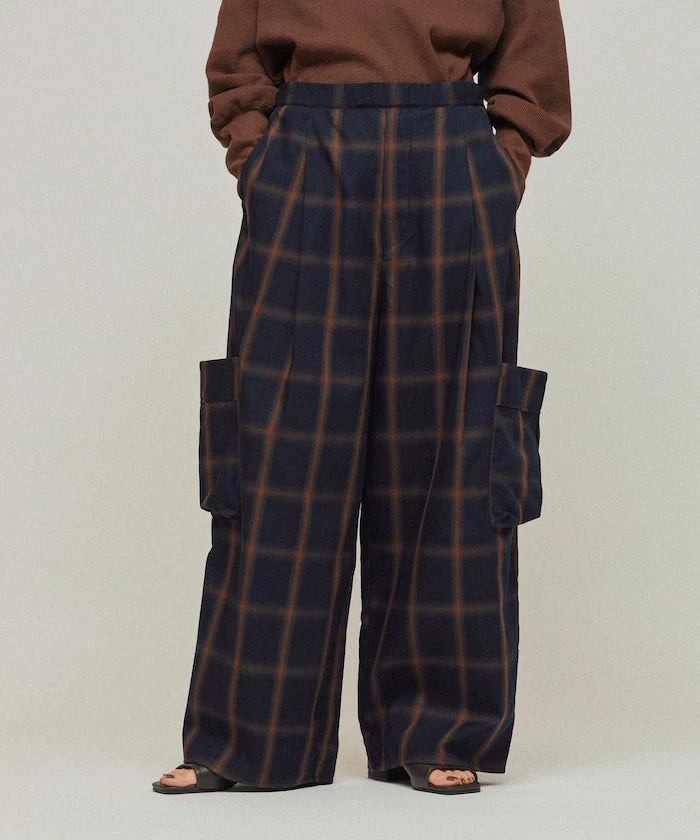 Ombre Check Easy Pants / Patch Pocket Wide Easy Pants