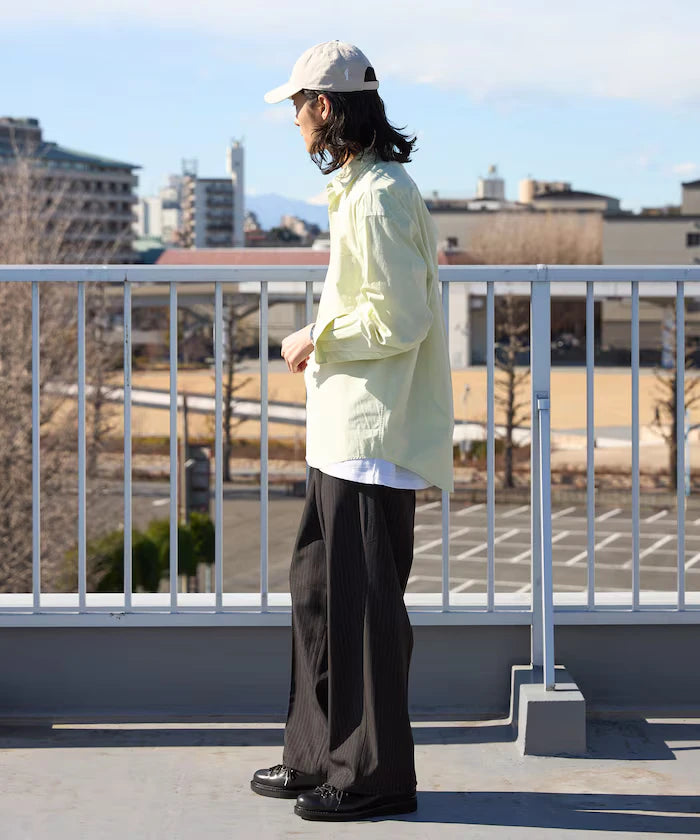 Nuance Color Oversized Regular Collar Long Sleeve Shirt