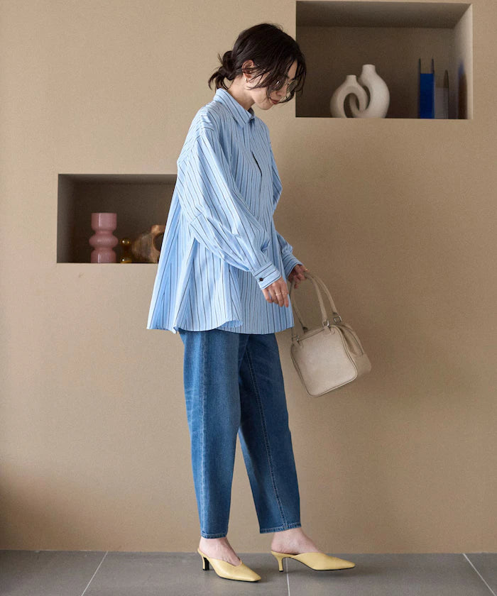 Flare Silhouette Skipper Balloon Sleeve Shirt