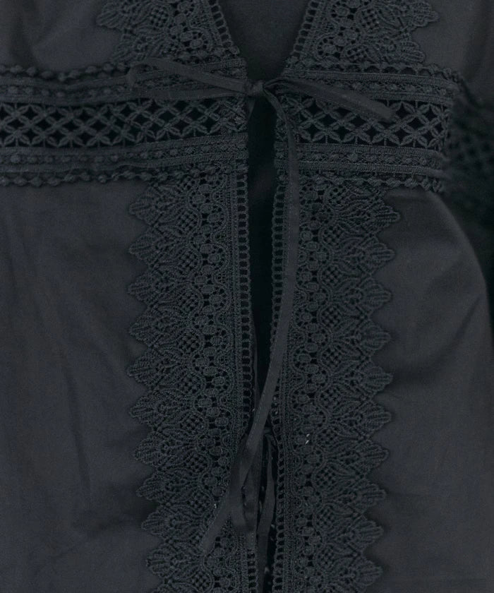 Lace Panel V-Neck Shirt