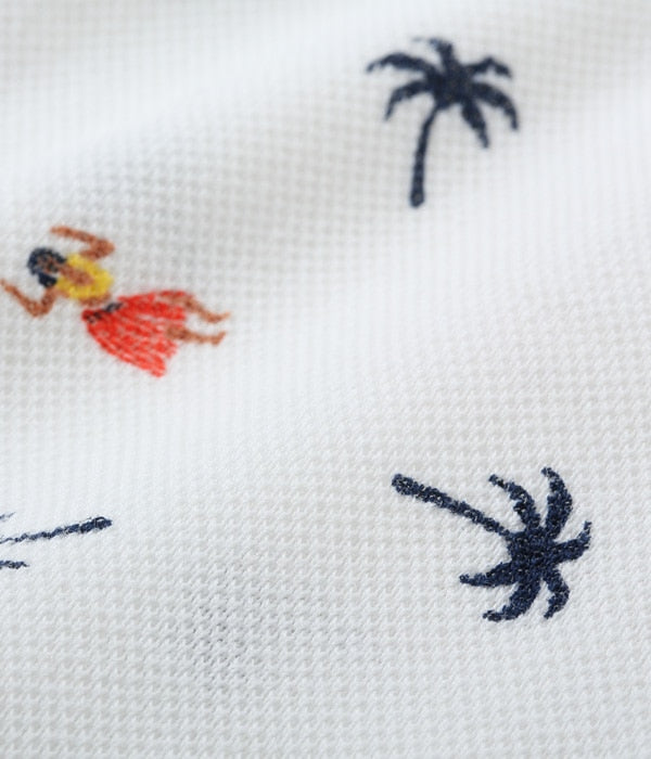 COOLMAX® PULLOVER BUTTON DOWN SHIRT “HULA & PALM TREE”