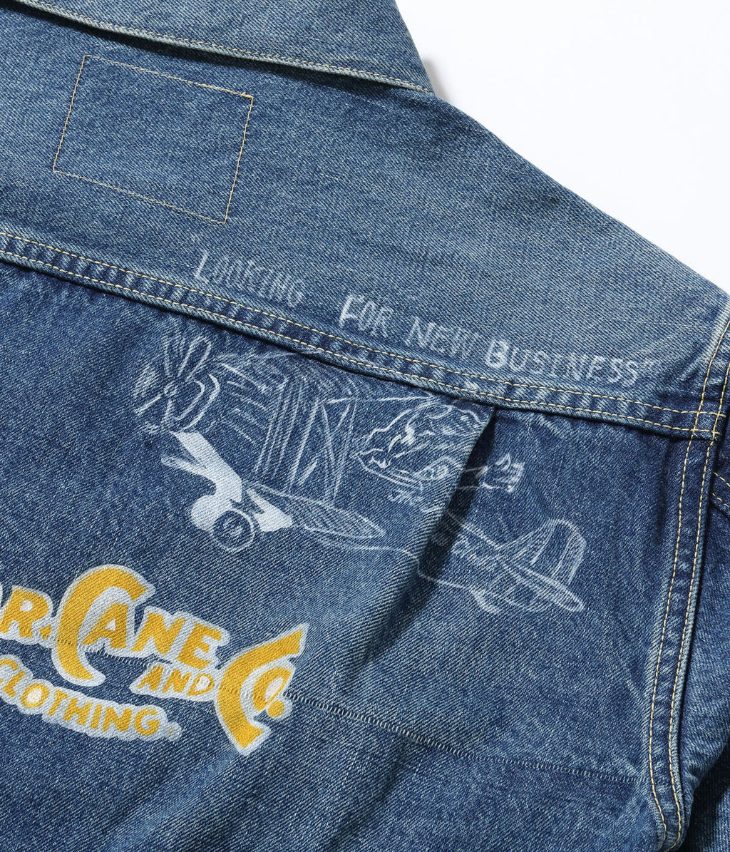 14.25oz. DENIM JACKET 1953 AGED MODEL CARTOON PAINT
