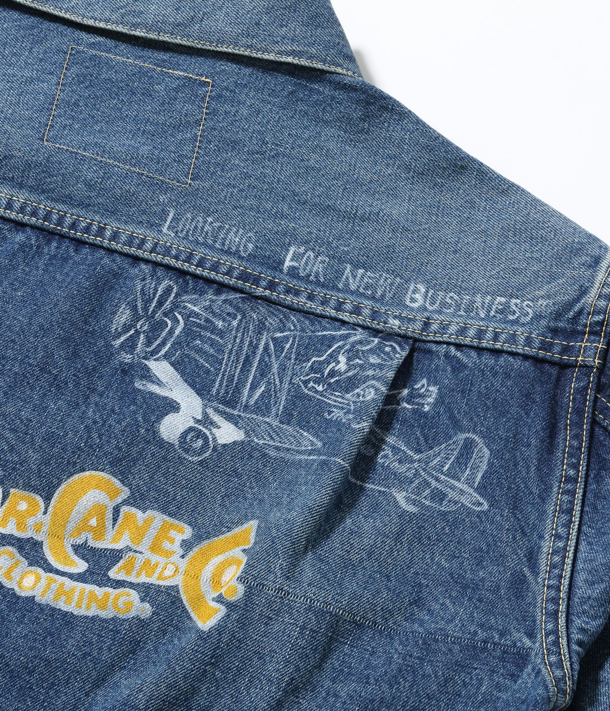 14.25oz. DENIM JACKET 1953 AGED MODEL CARTOON PAINT