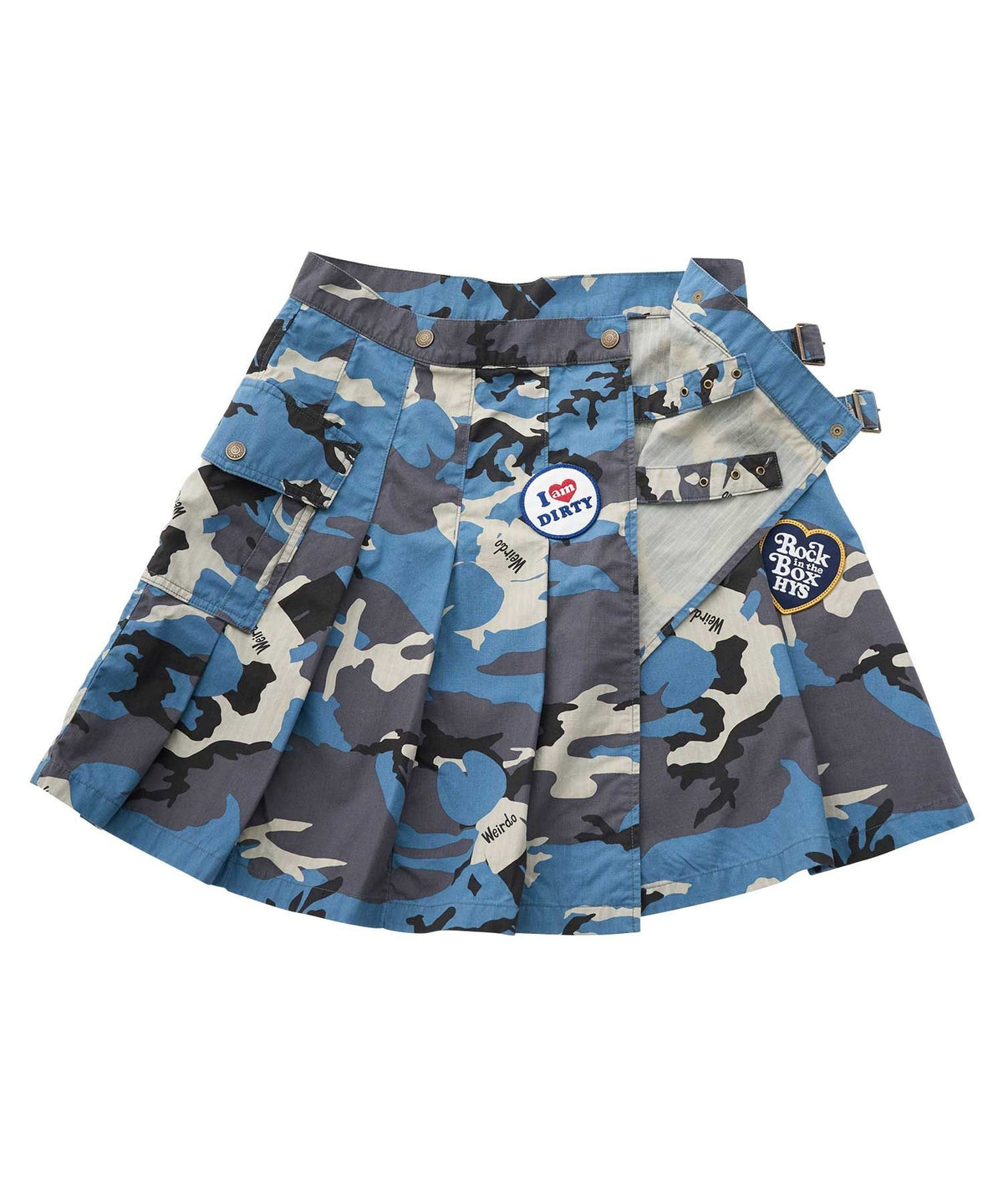 Military Pleated Wrap Skirt