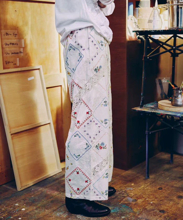 Flower Handkerchief Embroidered Pants