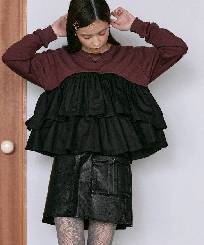 Organic Cotton Docking Frill Sweat / Relaxed Fit / Backed Sweat