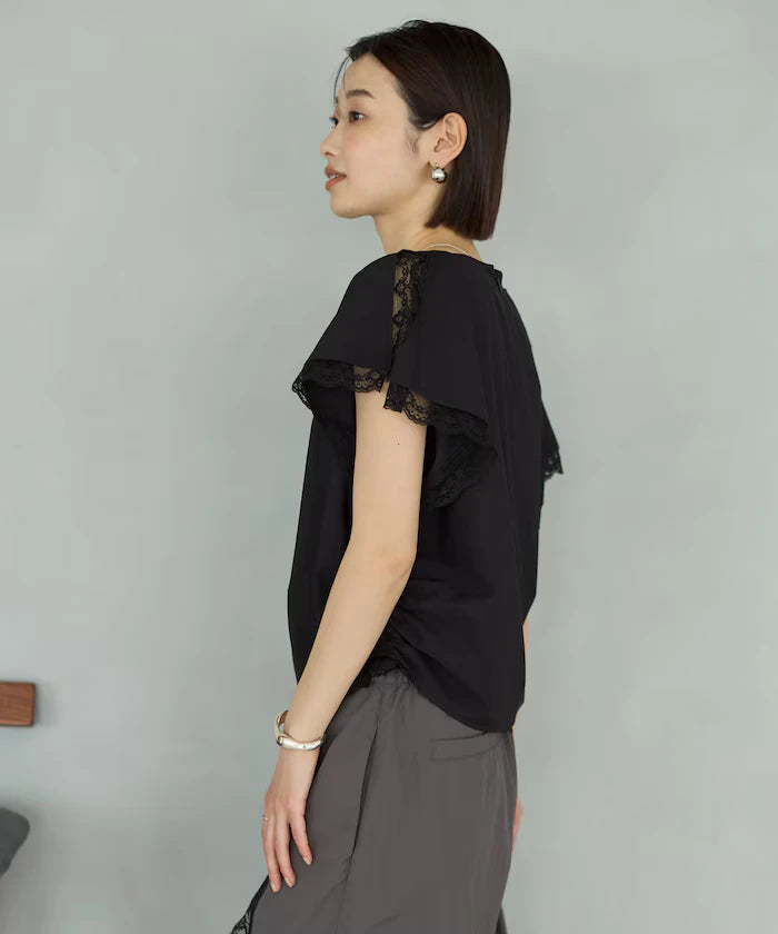 Handkerchief Sleeve Shirring Blouse