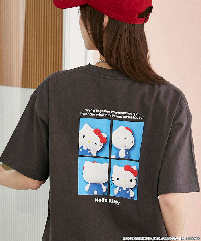 "HELLO KITTY" ID Photo style back print T-shirt limited edition