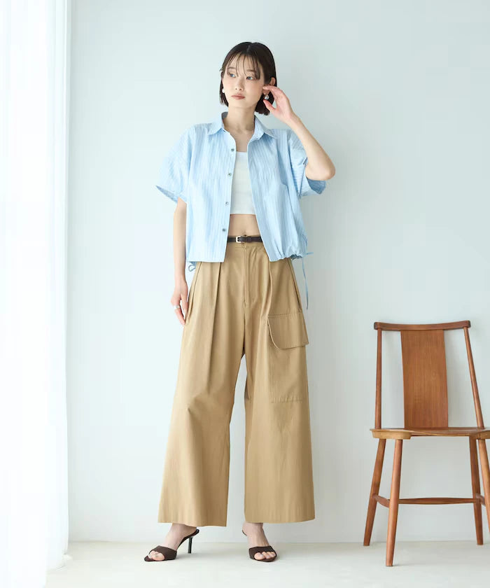 Switch Short Sleeve Hem Code Blouse