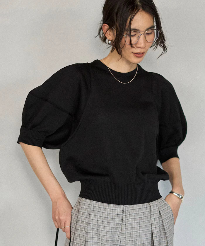 Japan Made Whole Garment Puff Sleeve Top