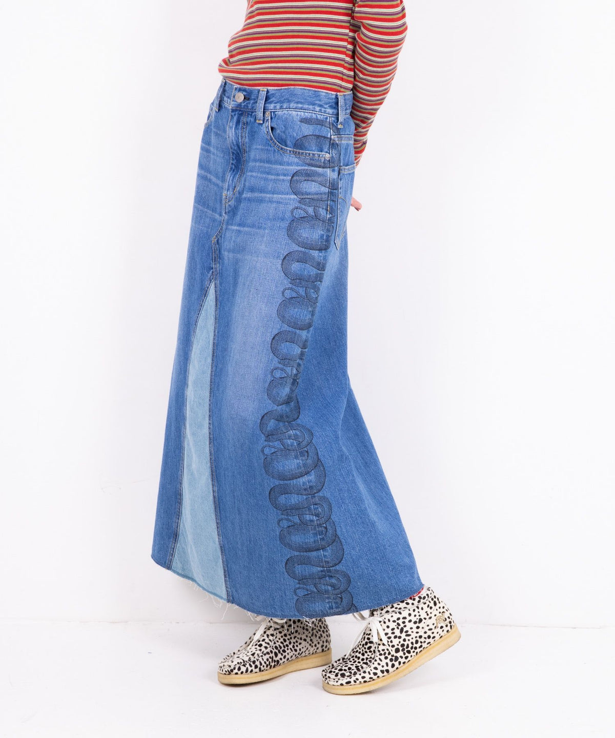 Snake Loop Remake Denim Skirt