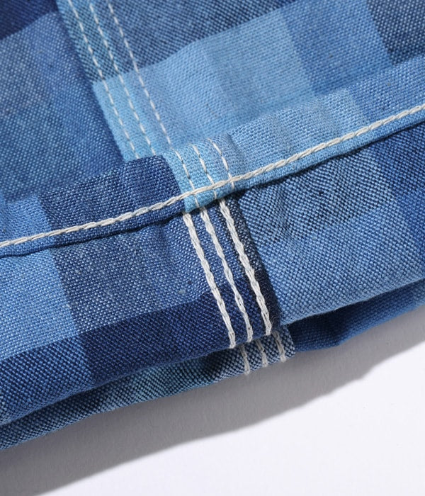 10oz. INDIGO GRADATION CHECK WORK PANTS