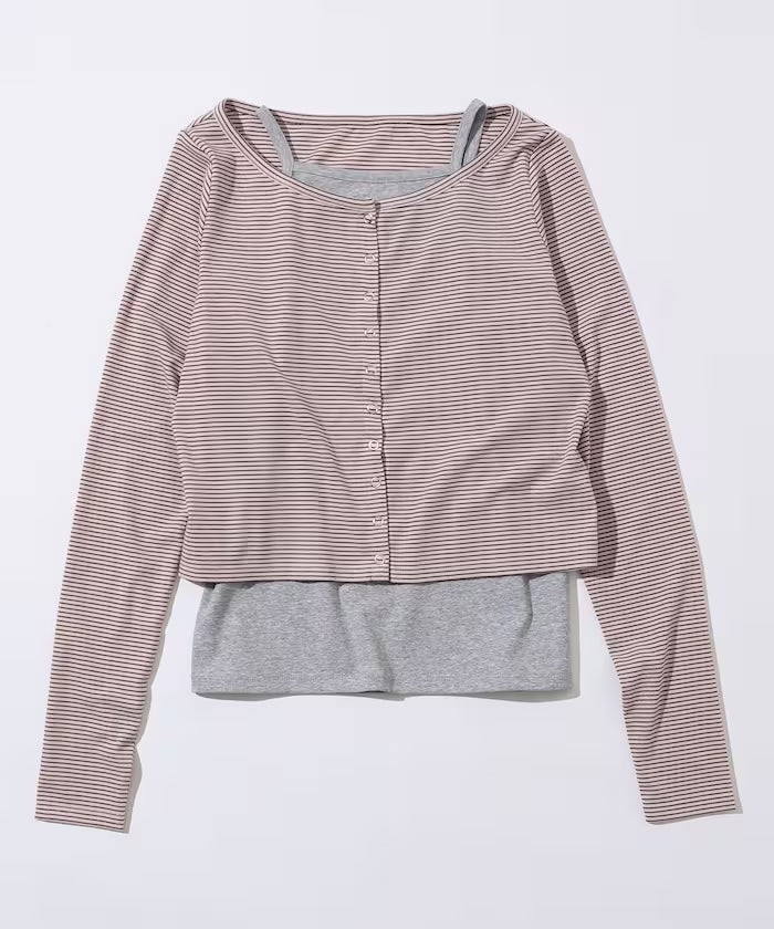 [February 12, 12:00 Release] Layered Set Top / Striped Cardigan & Camisole
