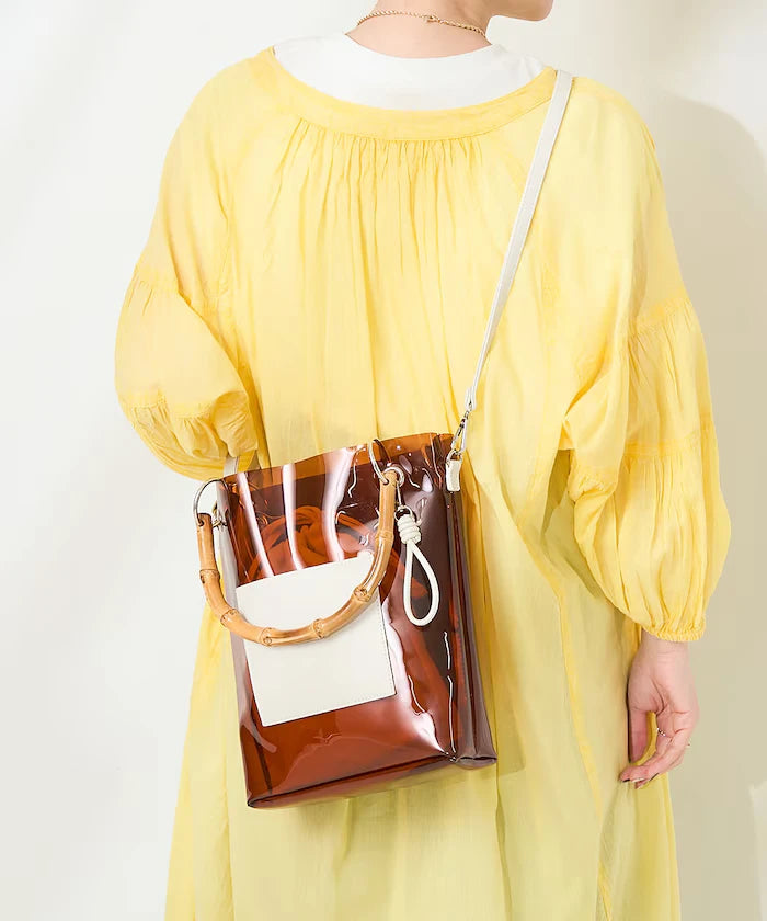 2way Bamboo Handle PVC Bag