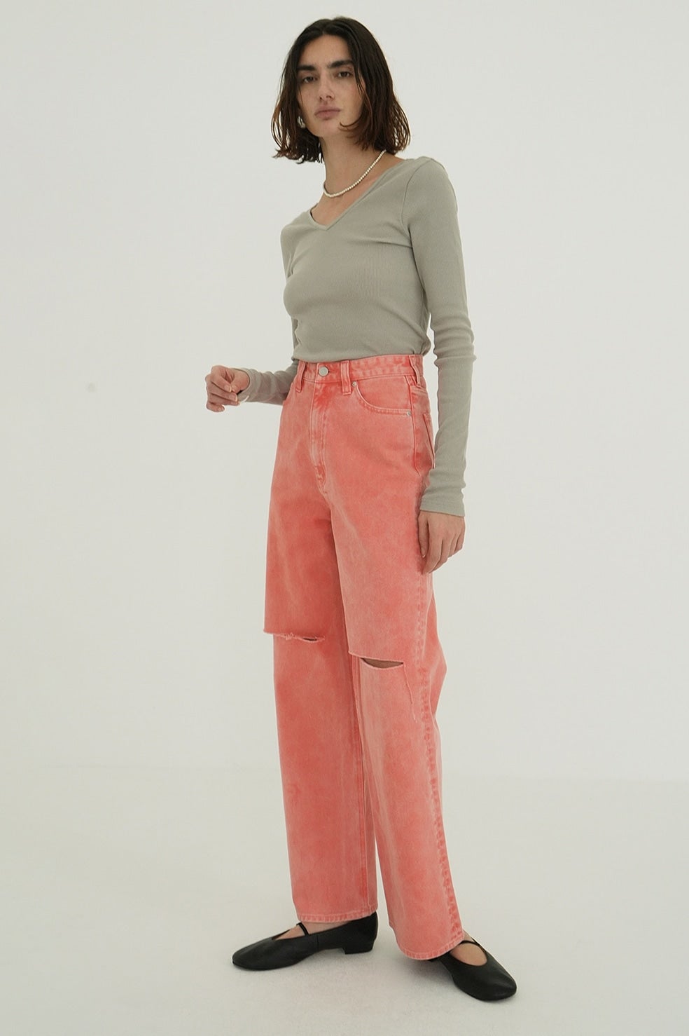 SLASH CUT DENIM PANTS