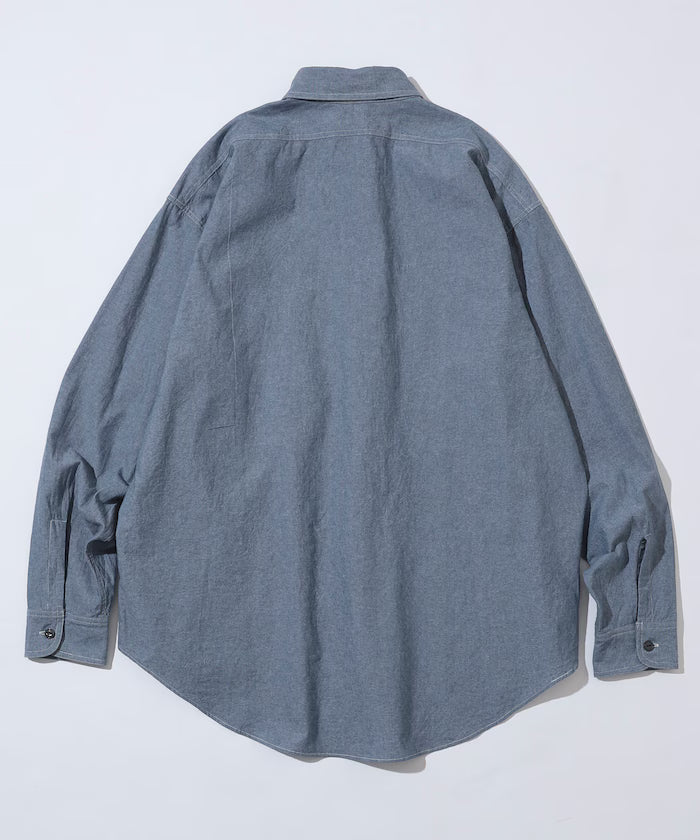Oversized Classic Regular Collar Chambray Shirt Long Sleeve