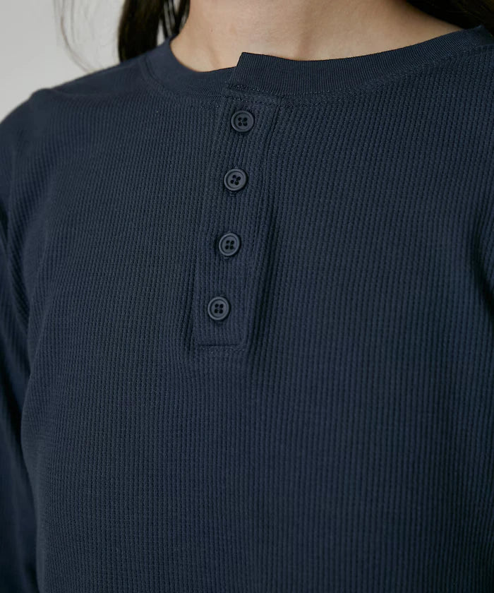 Light Waffle Henley Neck Long Sleeve T Limited Edition