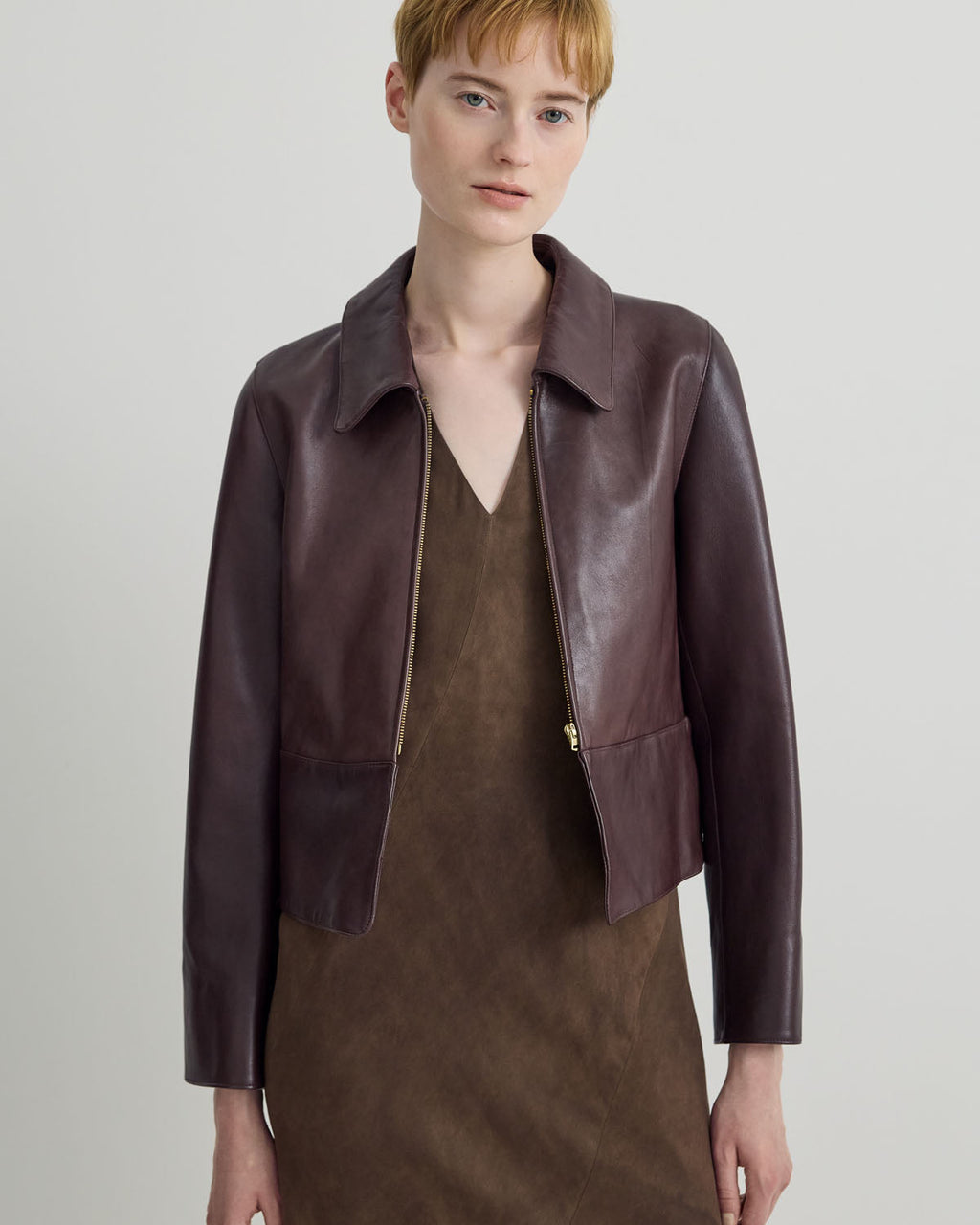 ZIP UP LEATHER JACKET