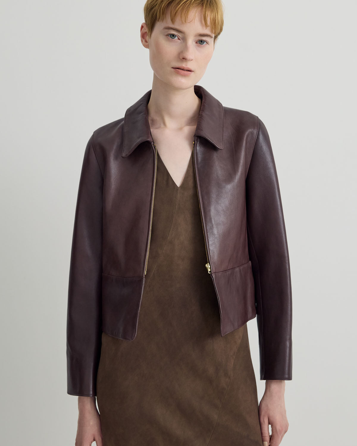 ZIP UP LEATHER JACKET