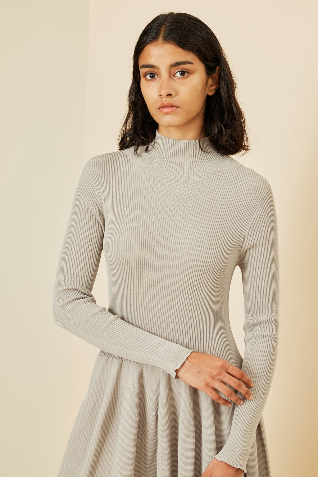 RIVULET HIGHNECK LONG SLEEVE DRESS