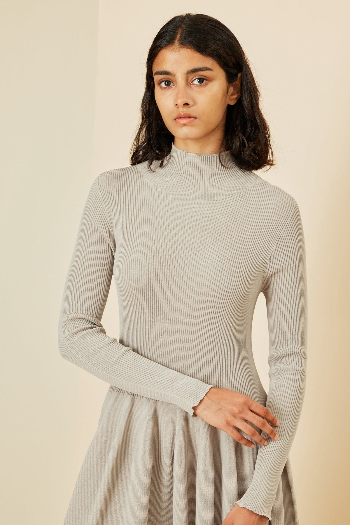 RIVULET HIGHNECK LONG SLEEVE DRESS