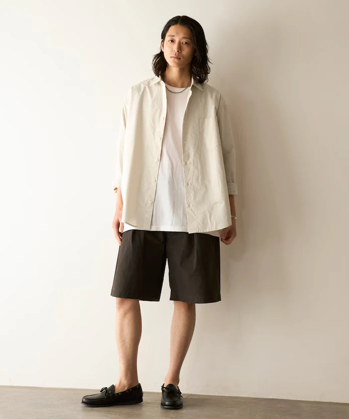 Nuance Color Oversized Regular Collar Long Sleeve Shirt