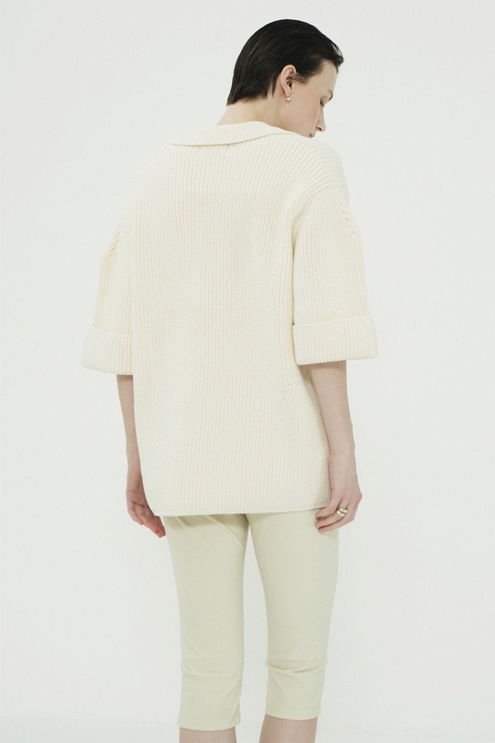 OVER HALF SLEEVE POLO KNIT TOPS