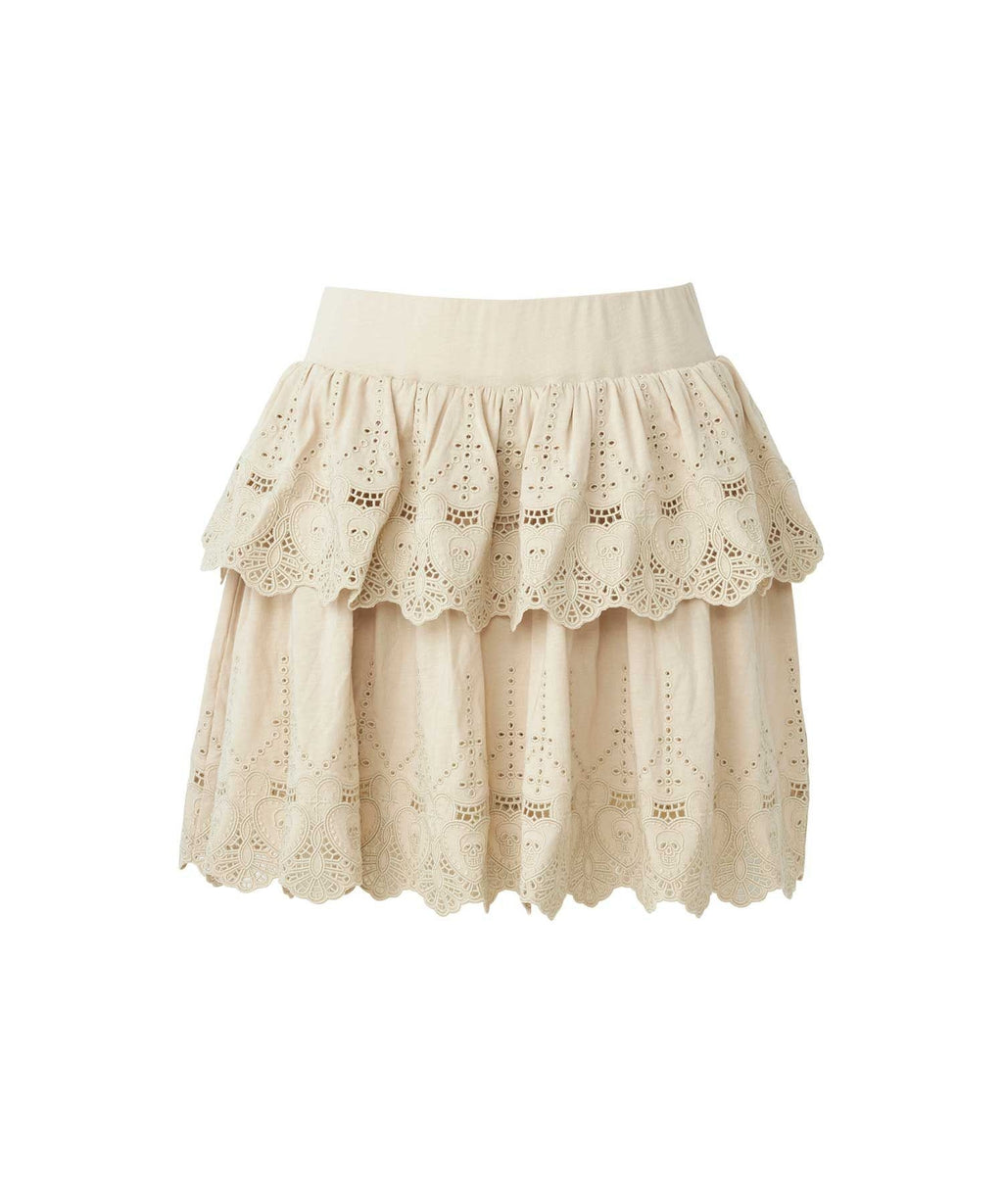 SKULL LACE Scalloped Embroidery Skirt
