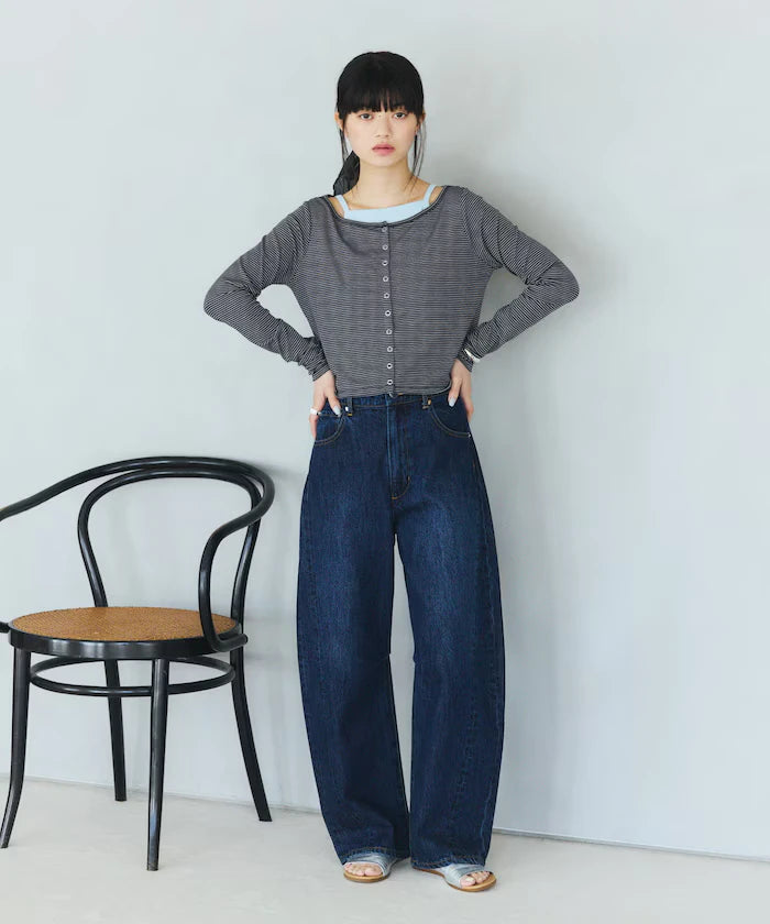 Layered Set Top / Striped Cardigan & Camisole
