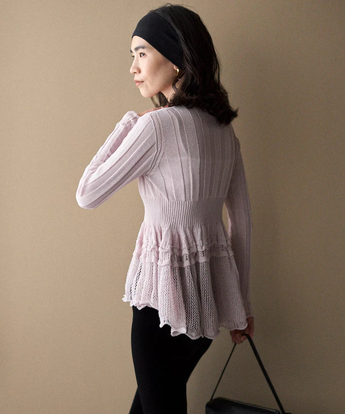 Japan Made Whole Garment Peplum Cardigan