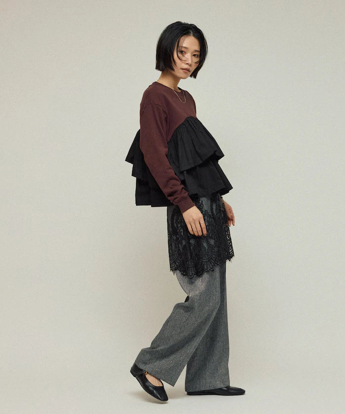 Organic Cotton Docking Frill Sweat / Relaxed Fit / Backed Sweat