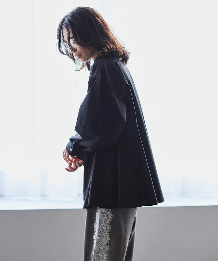 Flare Silhouette Skipper Balloon Sleeve Shirt