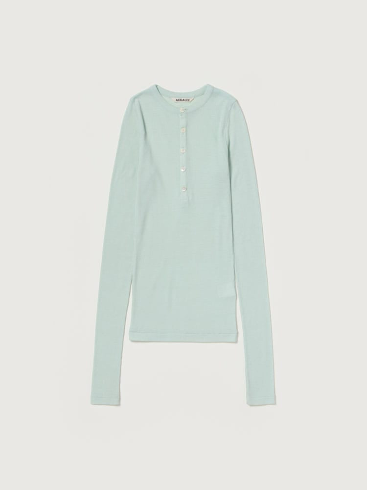 WOOL SILK SOFT RIB HENLEY