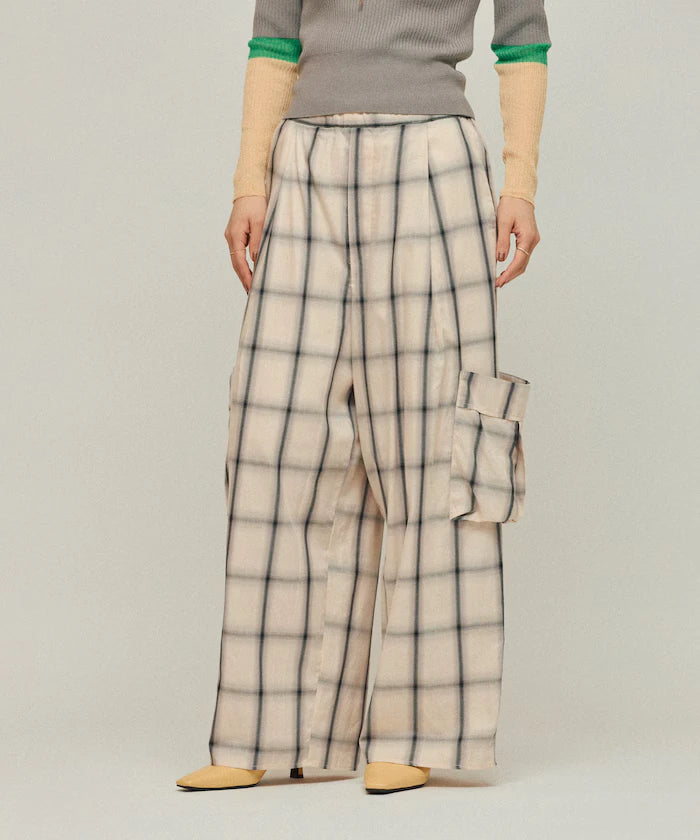 Ombre Check Easy Pants / Patch Pocket Wide Easy Pants